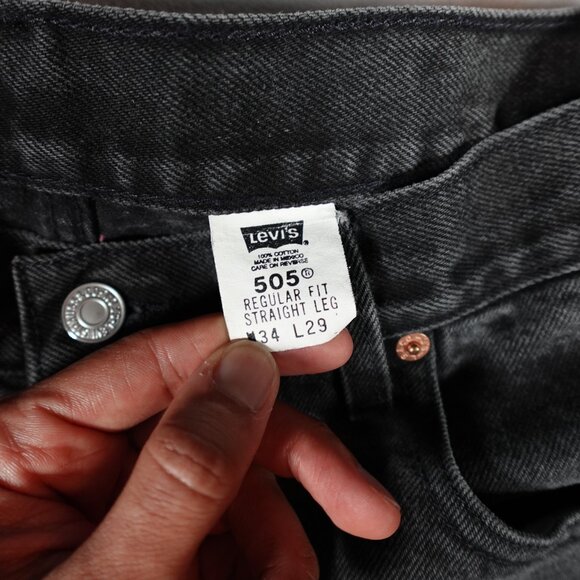 Vintage Levis 505 Regular Fit Straight Leg Jeans Mens 34x29 (Fits 32x29) FADED - Picture 4 of 11